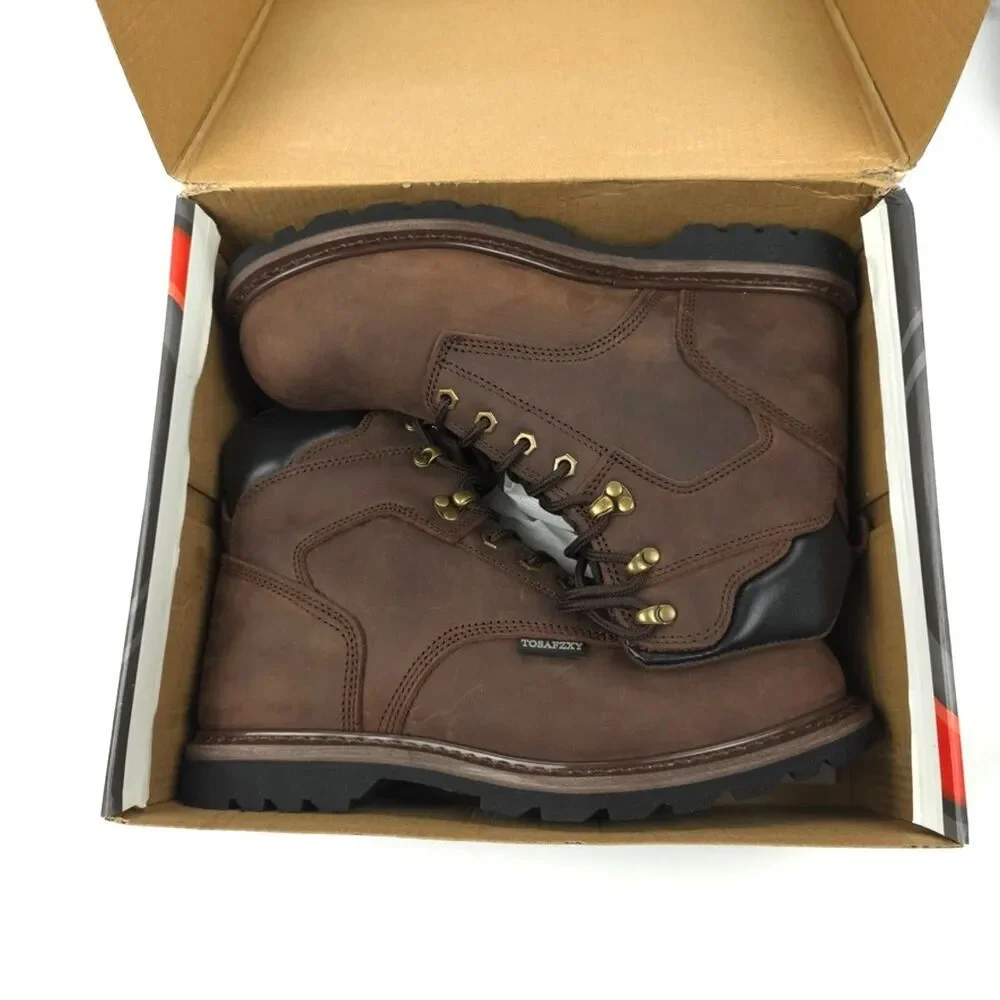 NWT NIB Work Safety Boots Crazy-Horse Leather Steel Toe Waterproof Non-Slip 10